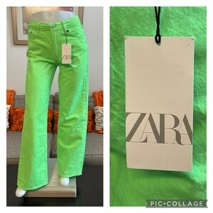 ❣️🆕ZARA The Boogie Pant Super Wide Leg Neon Green Jeans❣️
